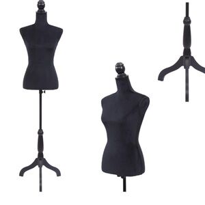 Black Dress Form Mannequin w/ Black Tripod Stand